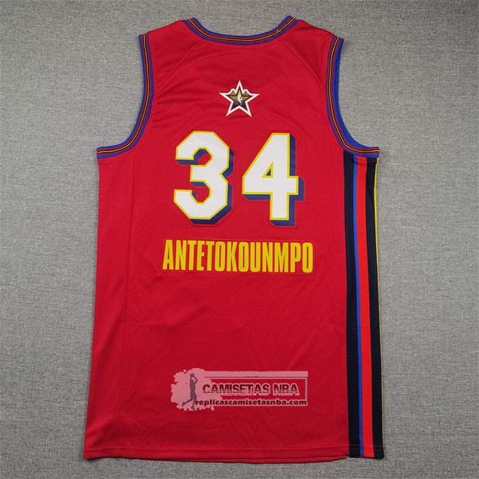 Camiseta All Star 2025 Milwaukee Bucks Giannis Antetokounmpo NO 34 Rojo